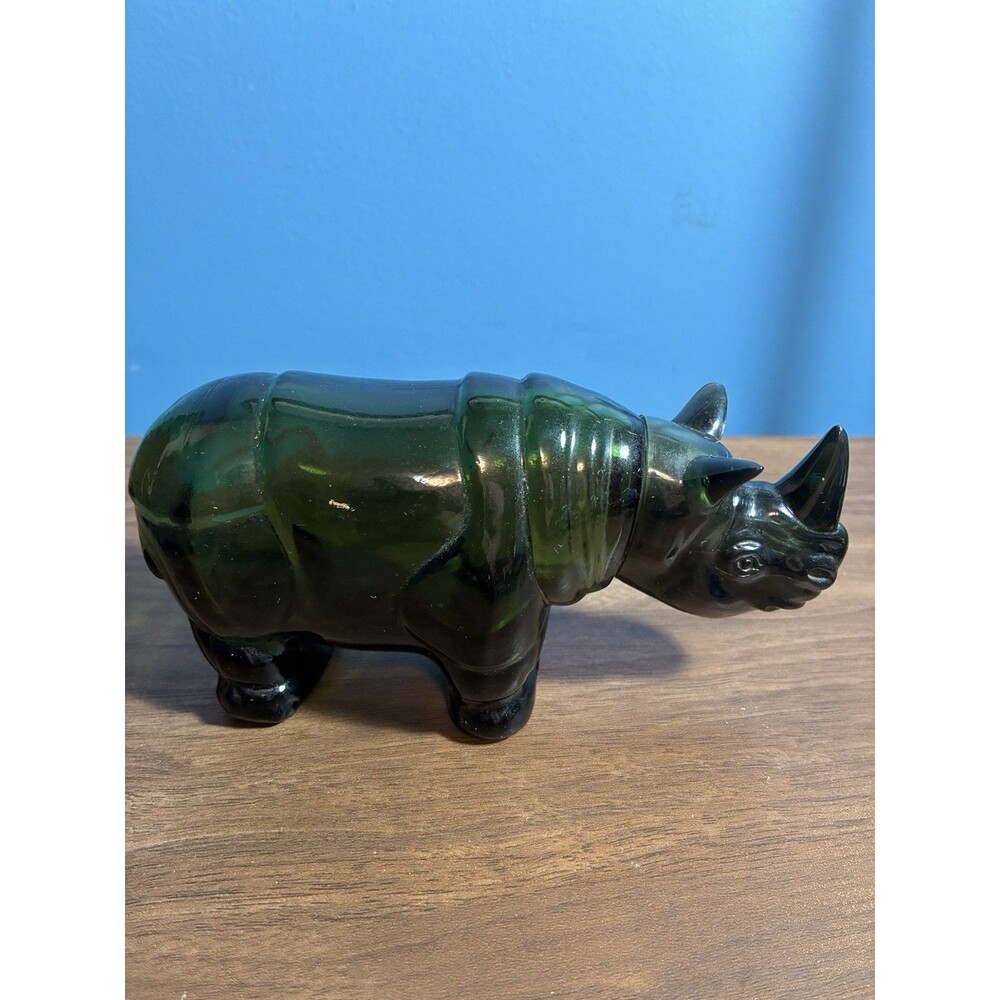 Vintage Avon Big Game Rhino Decanter After Shave Empty No Box Green